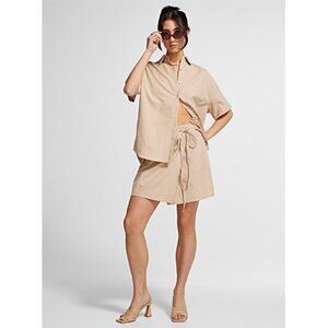 Icone | Beige Lightweight Wrap Mini Skirt